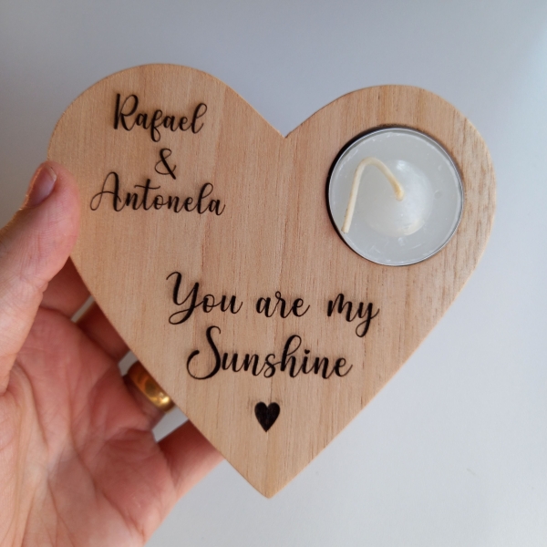 Porta vela heart 12 cm personalizado