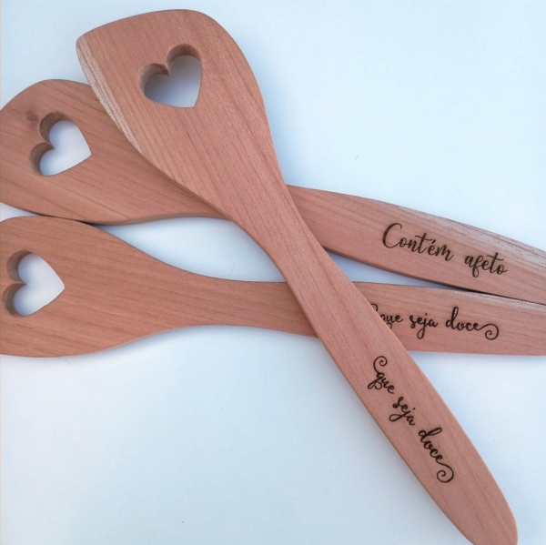 Colher espátula heart reta personalizada
