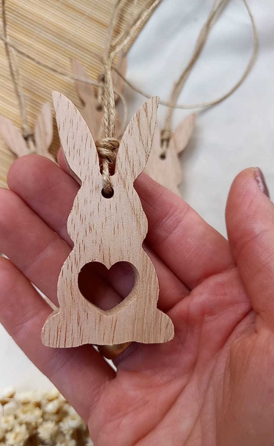 Kit 5 coelhinhos de madeira - Heart